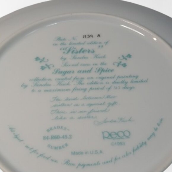 Sandra Kuck Collectors Plate - "Sisters"- Sugar and Spice - Picture 2 of 3